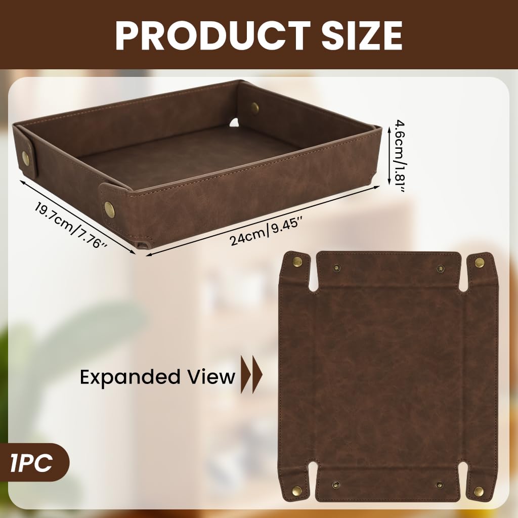 ZORBES PU Desk Organizer Box for Keys and Jewelry featuring Shallow Open Design 26x19x4.5cm