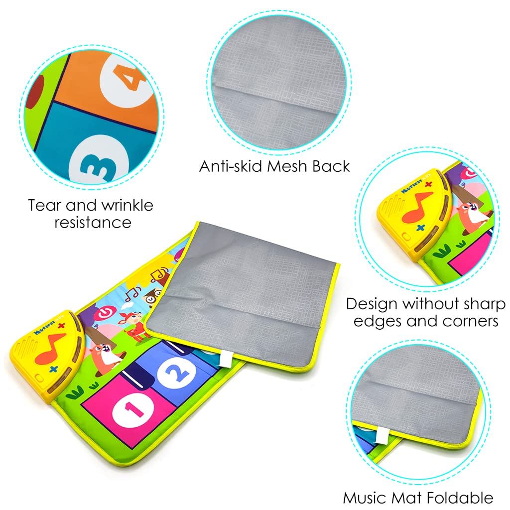 PATPAT® Musical Mat for Kids,Piano Keyboard Dance Floor Mat Carpet Animal Blanket Touch Mat Musical Toys Early Education Toys for Girls Boys 1-3 Years Old(Mini Size for Hand Press 31.5x11.8in)