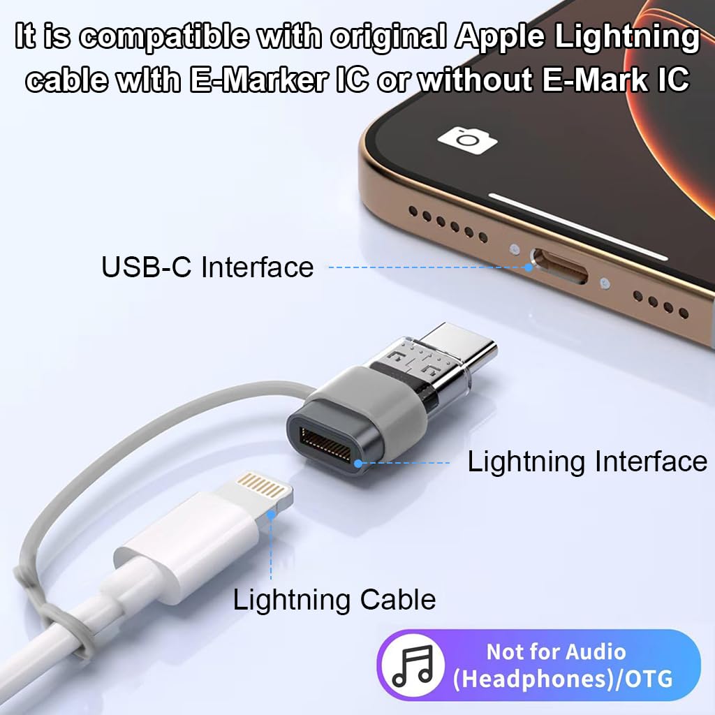 Verilux Type C to Lightning Connector for iPhone and iPad featuring 480Mbps data transfer | with lanyard holes