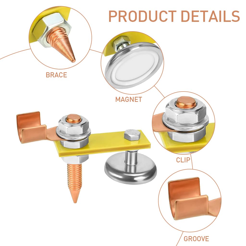 Serplex® Welding Support Ground Clamp Tools, Welding Machine Double Single Welding Magnet Head, Strong Magnetism Large Suction, Copper Tail Welder Stability Clamps