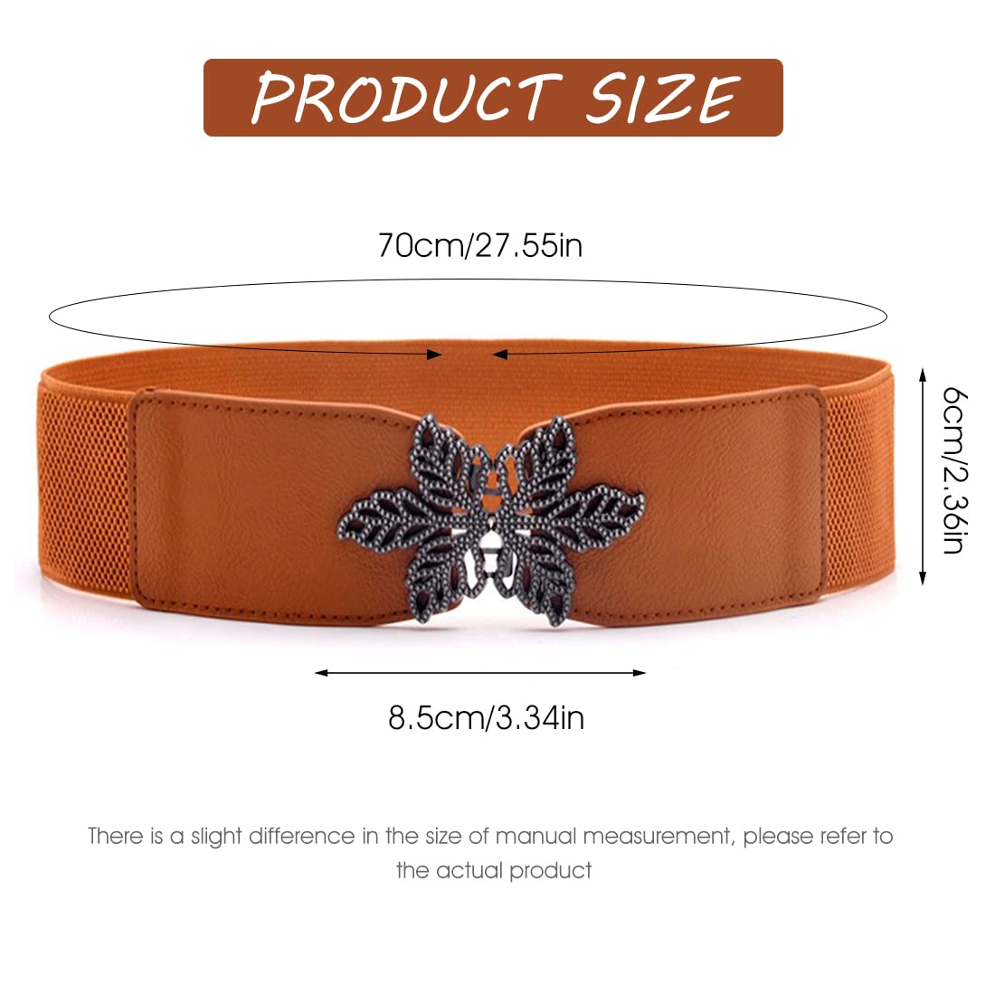 ZIBUYU® Waist Belts for Women, Girls Dresses Stylish Women Belts with Interlocking Buckle Floral Belts for Women Jeans and Long Dress Women Stretchy Elastic Belts for Women, Girl - Dark Brown