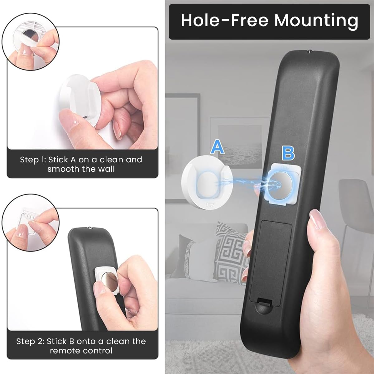 Verilux Magnetic Remote Control Holder for Wall Organization with Dual Lock Design | 4Pcs Self Adhesive ABS Mount