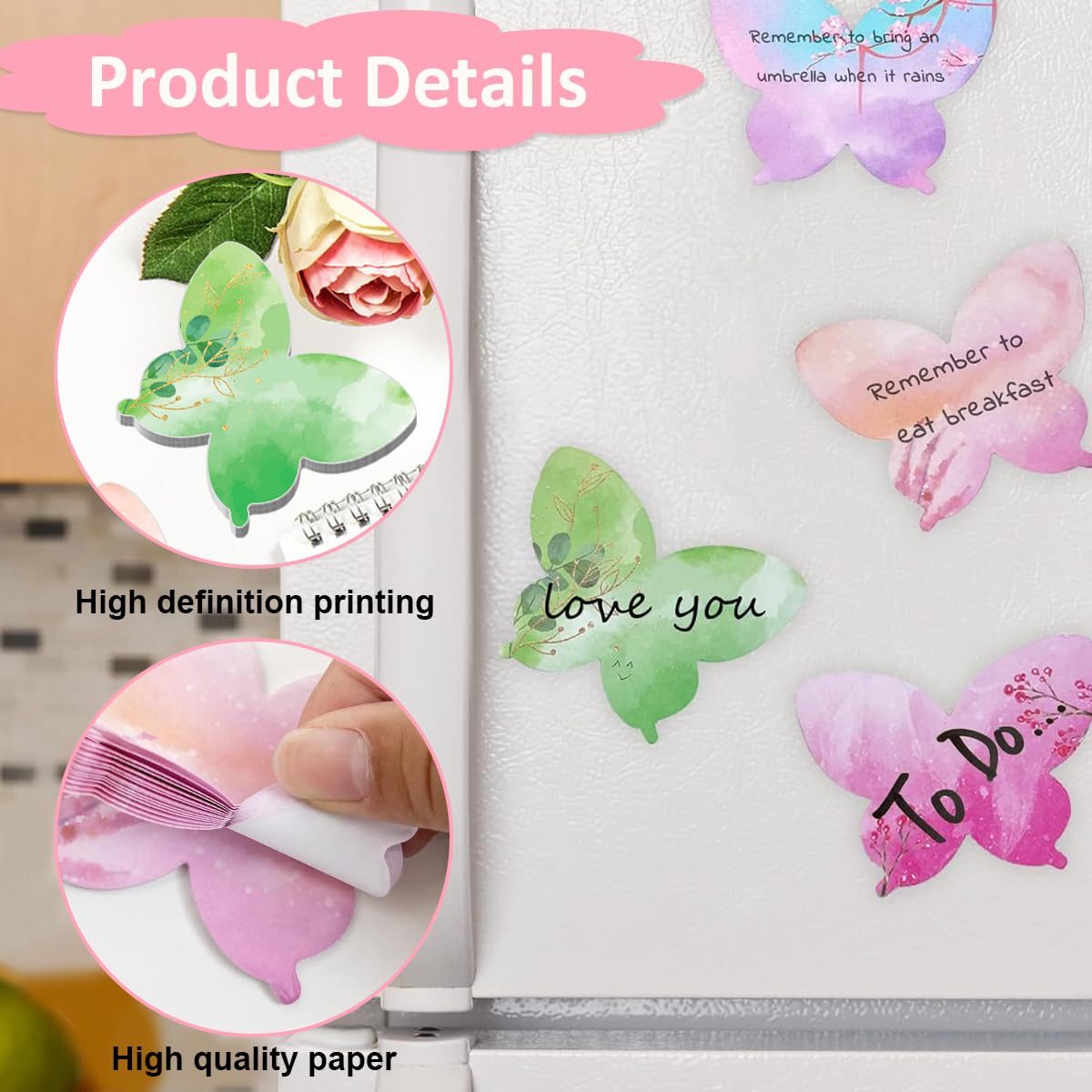 HASTHIP® 240 Sheets Colorful Butterfly Sticky Notes - 12 Designs Butterfly Sticky Notes Self Stick Notes Pads, Aesthetic Butterfly Sticky for DIY Scrapbooking, School & Office Supplies (8.5x6.5cm)