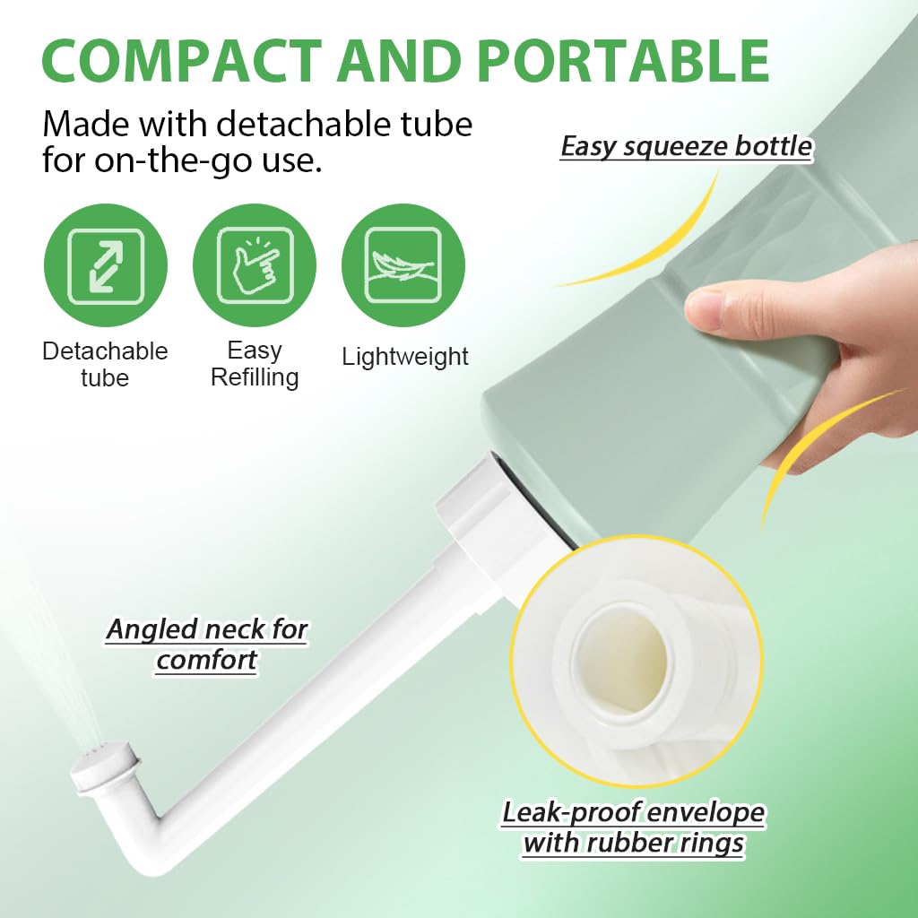HANNEA Bidet Sprayer for Personal Hygiene with 500ml Bottle and 2 Interchangeable Nozzles | Travel Cleansing Care