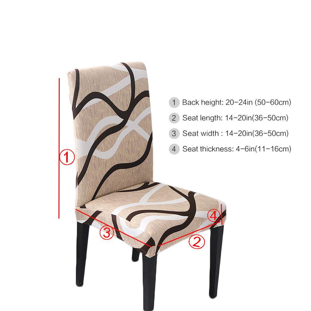 Supvox  Washable Polyester & Spandex Chair Cover (Off-White, Line Pattern, 4 Pieces)