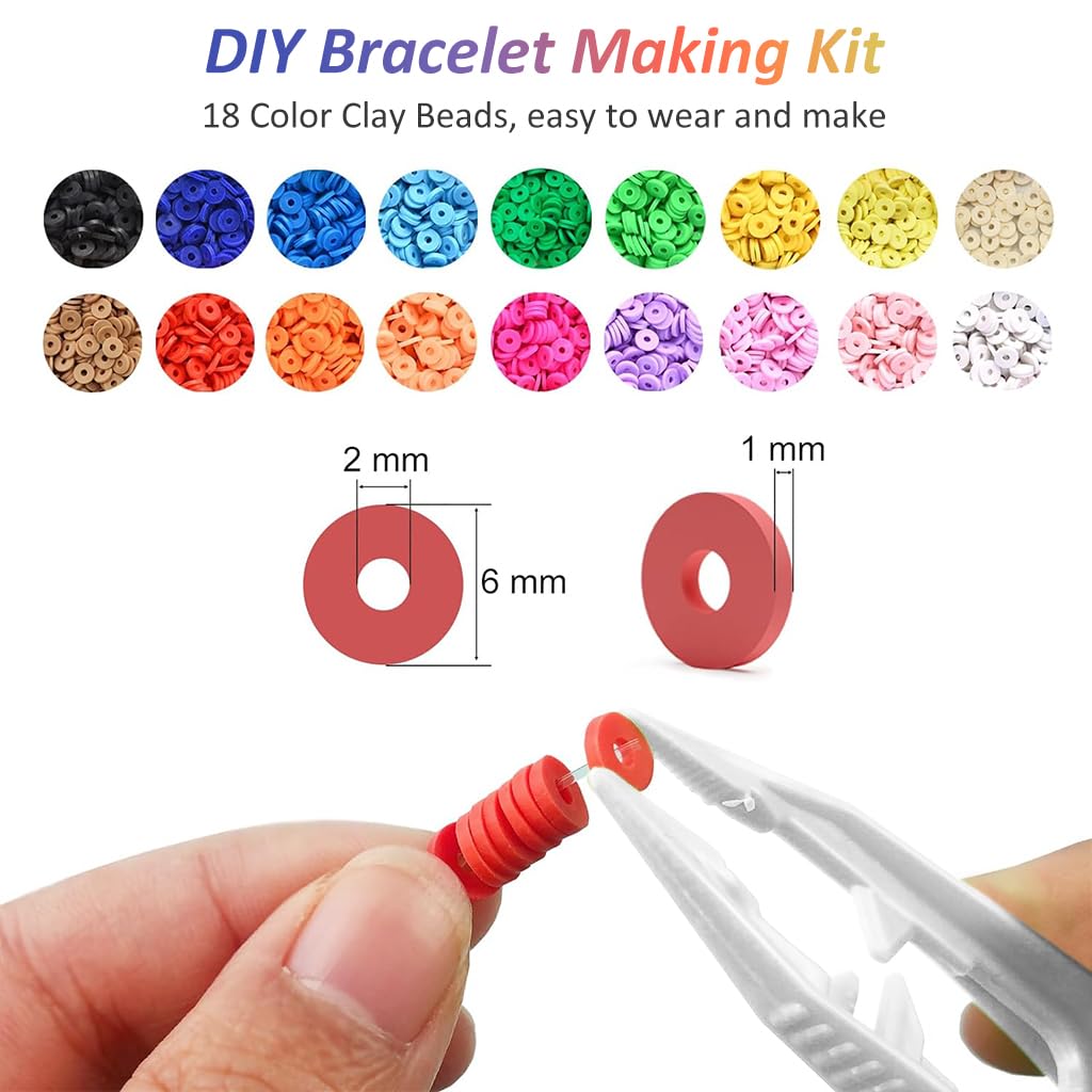 PATPAT Clay Beads Bracelet Kit for DIY Jewelry Making with 3200pcs Polymer Beads | Perfect for Kids and Girls Crafts