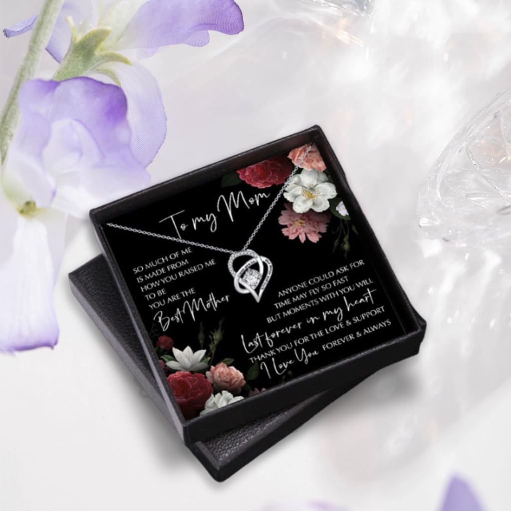 Venzina Necklace for Women featuring Double Interlocking Hearts and Zircon Pendant | Gift for Mom