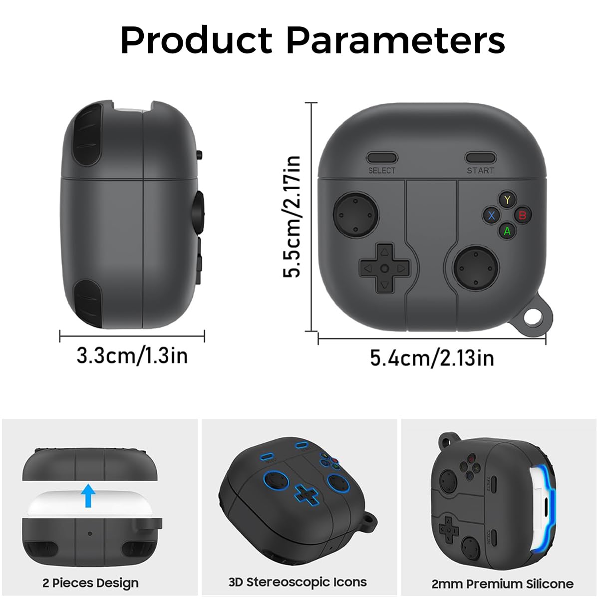 ZORBES Silicone Case for Samsung Galaxy Buds FE with Impact Buffer Protection and Carabiner | Retro Game Design in Grey
