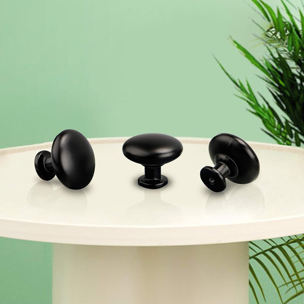 HASTHIP® 18PCS Black Dresser Knobs 30mm Matte Aluminum Alloy Puller Handles for Drawer Rust-Resistant Cabinet with Screws Durable Modern Door Set for Cabinets Closets