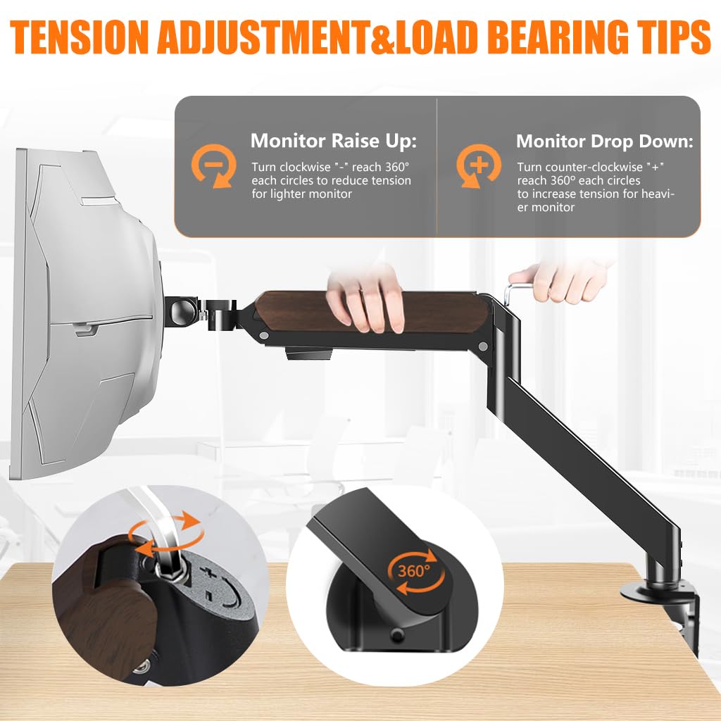 ZORBES Monitor Mount for 17–38 Inch Screens with 360 Degree Adjustable Clamp | Alloy Steel Stand