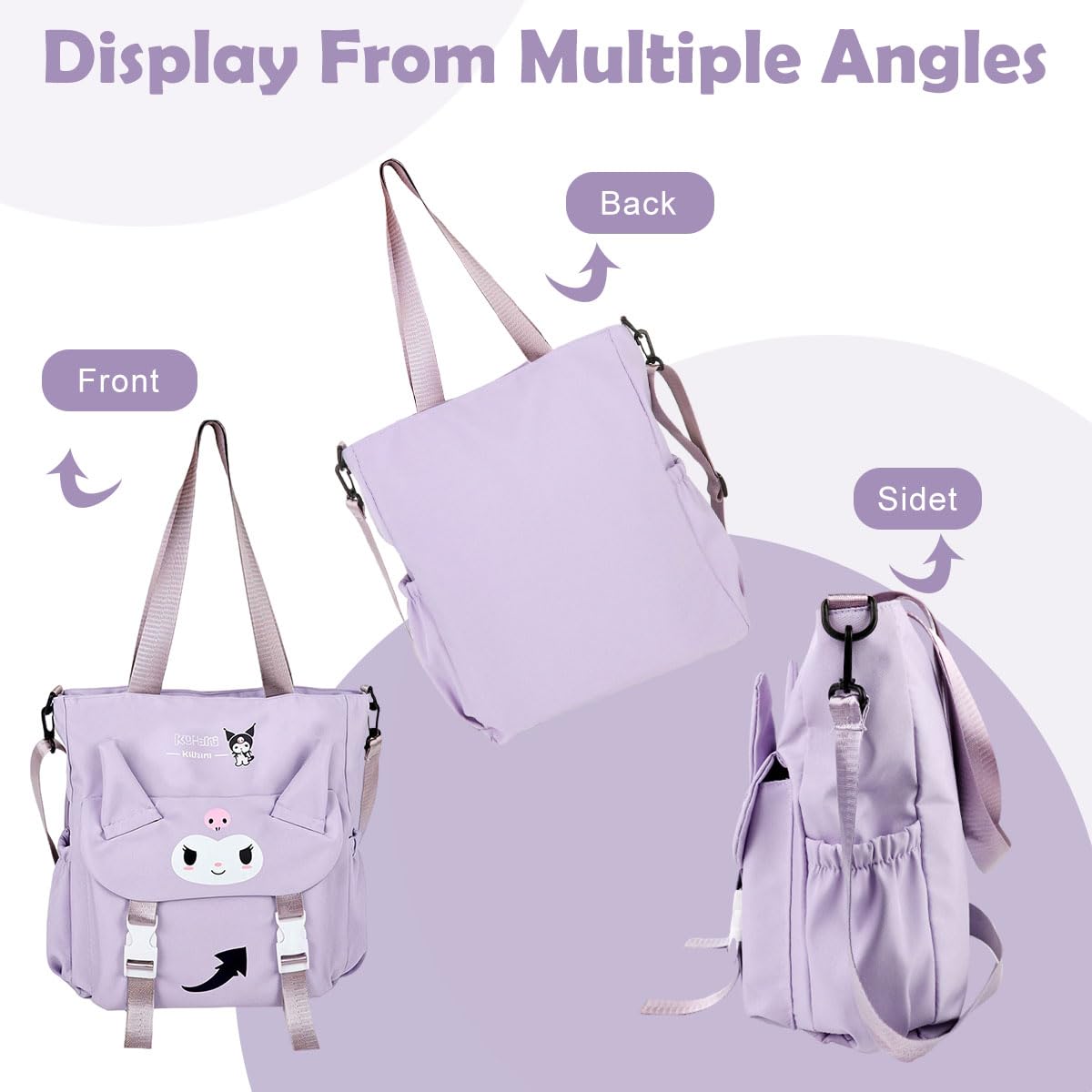 PALAY Cute Tote Bag for School with 30x32x9cm Space featuring Removable Strap | Nylon Crossbody Purse