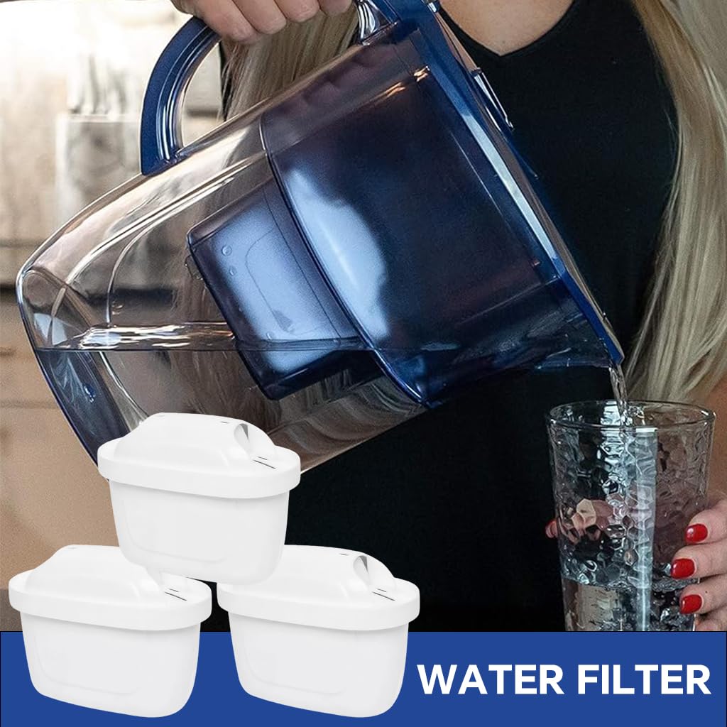 HASTHIP Compatible with Brita Water Filter Pitchers for Clean Drinking Water | 3 Pack Filters with 32 Gallon Capacity