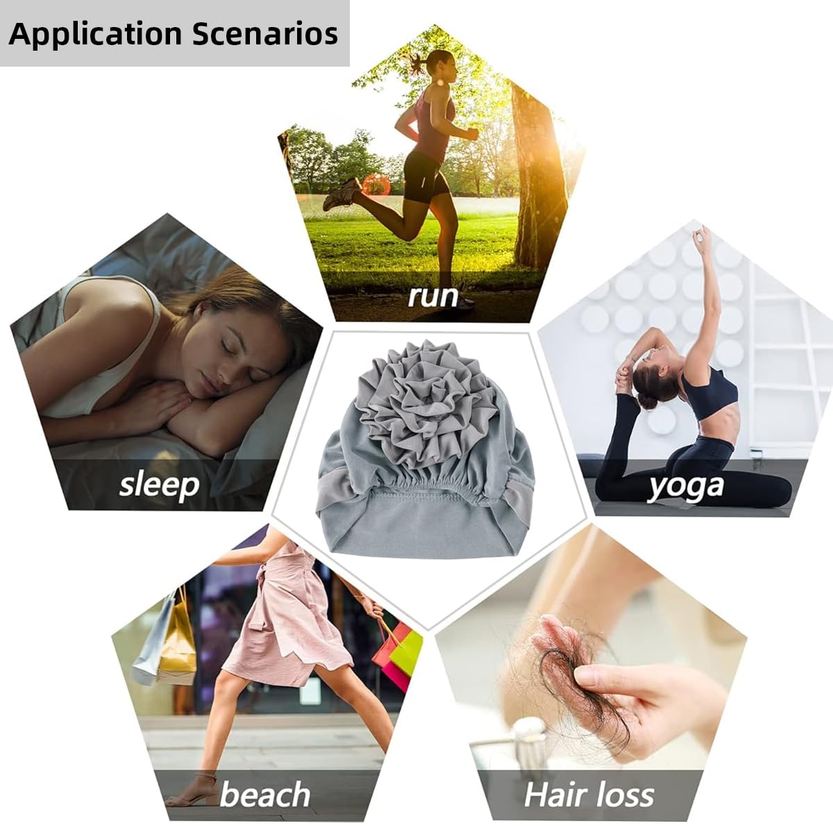 PALAY Chemo Caps for Women featuring Elastic Fit 56–60 cm and Cotton Flower Design | 3 PCS Grey Set