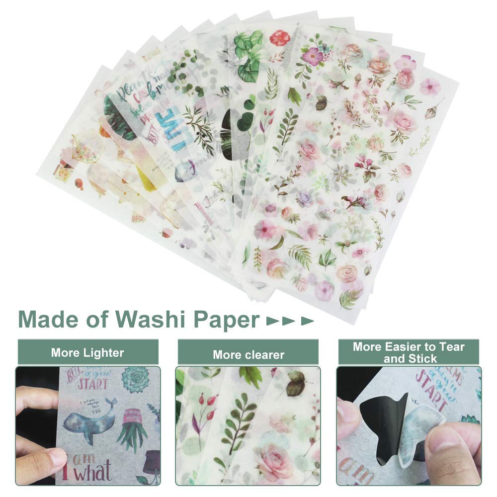 HASTHIP Scrapbooking Stickers for Planner and Album with 30 Sheets Washi Paper | Safe for Children