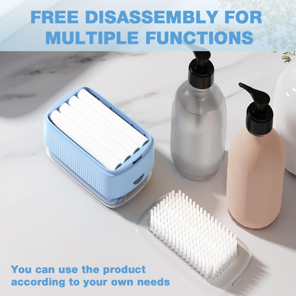 HASTHIP Soap Storage Box with Built In Foaming Roller and Brush for Easy Cleaning | Soap Saver Drainage Case with Lid
