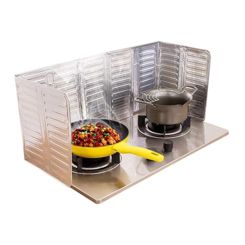 Supvox Kitchen Oil Splash Guard Reuseable Oil Splash Guard One-piece Triple Fold Oil Splash Guard Aluminum Foil Oil Splash Guard for Single Stove Oil Splash Proof Screen Board, 32.5x84cm