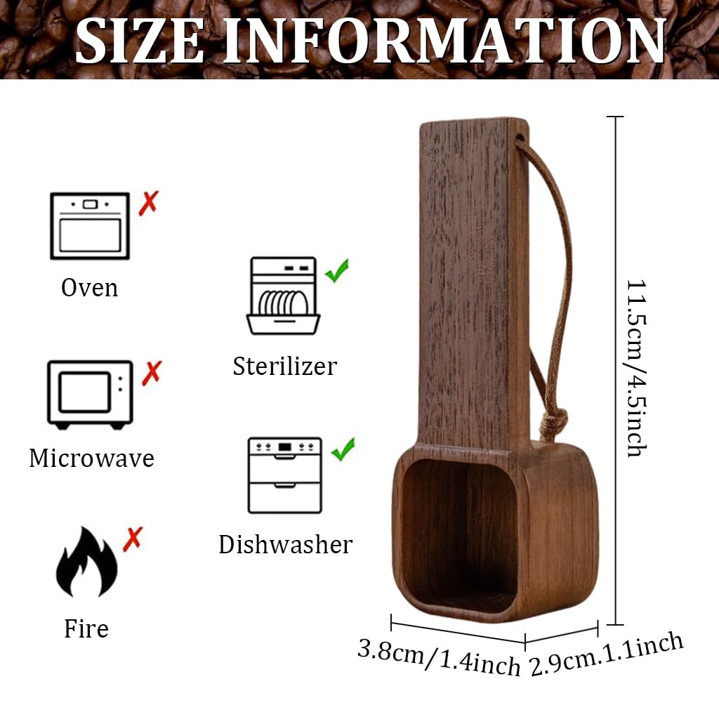 Supvox Wooden Coffee Bean Spoon for Measuring 10g | Square Shape with Ergonomic Handle