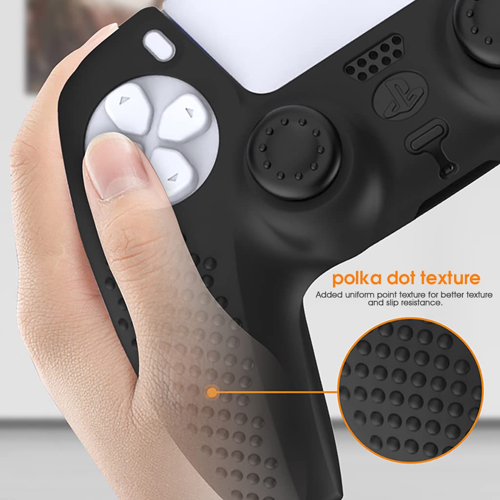 PS5 Controller Cover Case for PlayStation 5 with 10-in-1 Set and Non-Slip Silicone Grip | Includes Thumb Grips