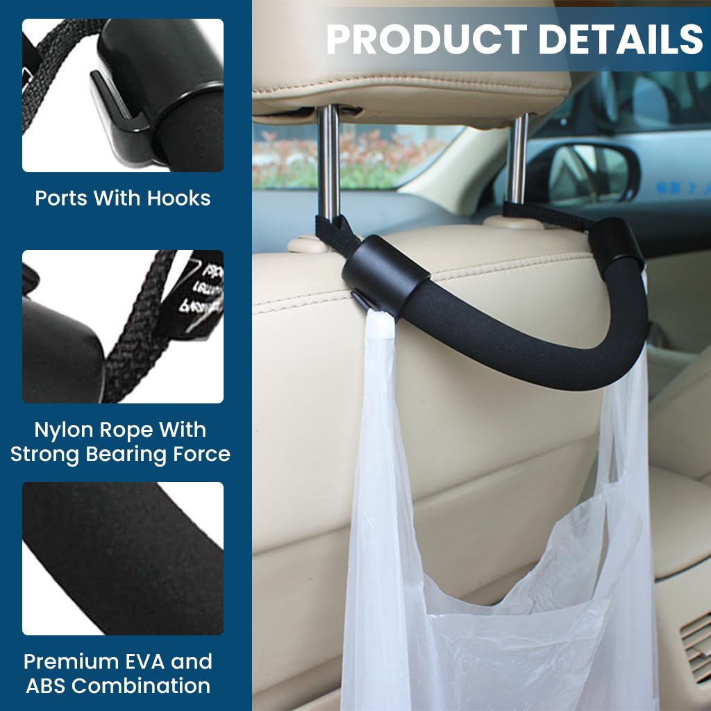 ZIBUYU Car Mobility Aid for Easy Vehicle Access featuring Tool Free Headrest Strap | 39x2.5x2.5cm Soft EVA and ABS Grip for Adults and Seniors