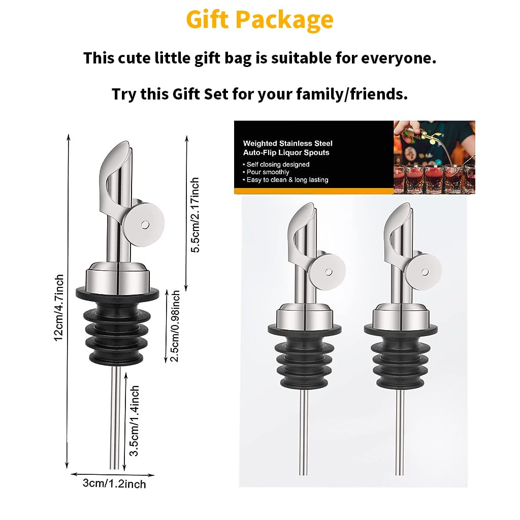 HASTHIP Oil Dispenser Spout Set for Olive Oil and Vinegar with Auto Closing Lid | 2pcs Stainless Steel Leakproof Pourer