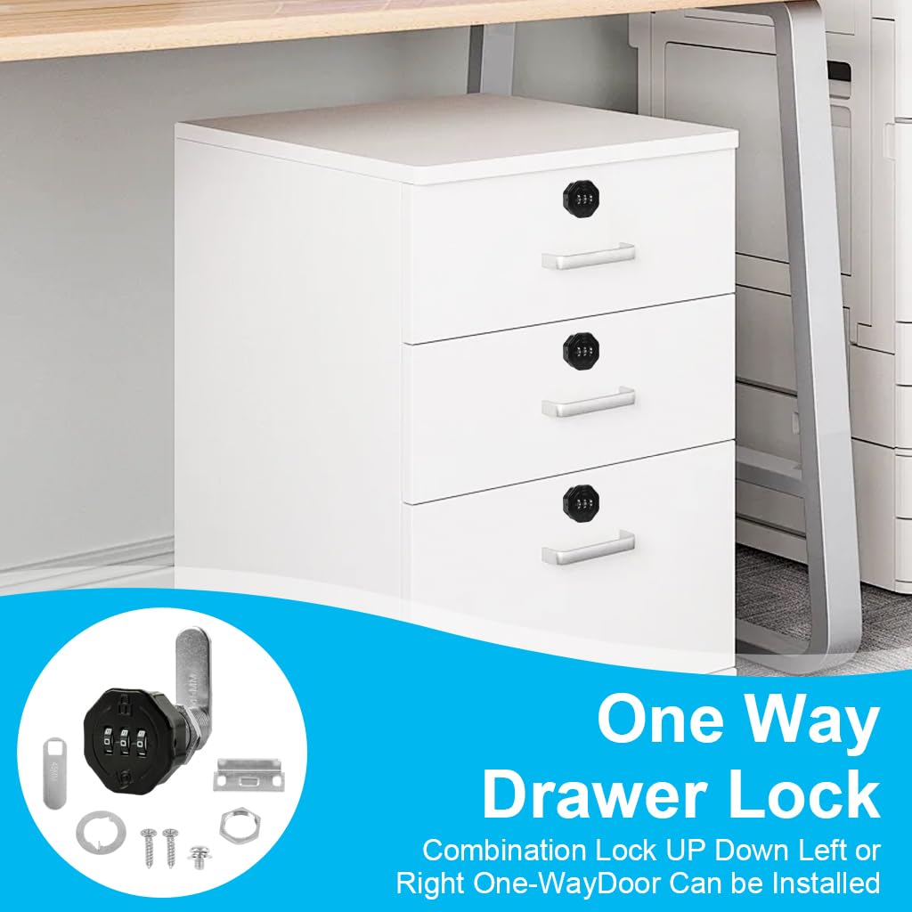 HASTHIP Cabinet Door Lock Kit for Drawers and Cabinets with 3 Digit Combination Zinc Alloy Security