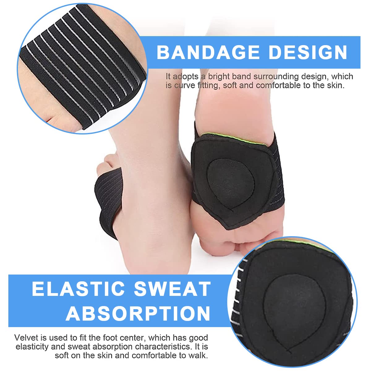 HANNEA Plantar Fasciitis Splint for Day and Night Pain Relief with 70°–90° Flexible Alloy Support | Includes 2 Arch Pads and Massage Ball