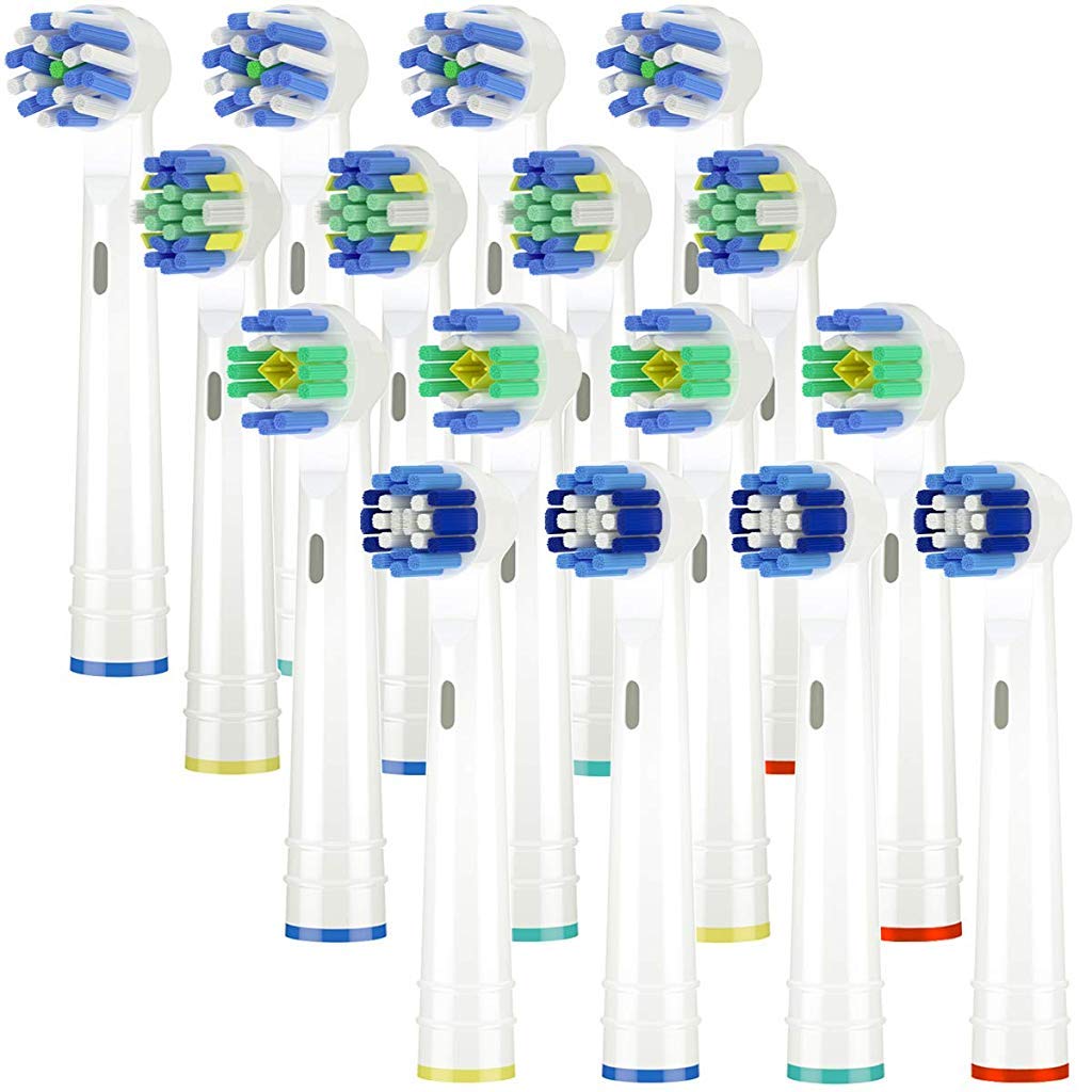 MAYCREATE Replacement Brush Heads Compatible With Pack of 8 Generic Crossaction Electric Toothbrush Heads, For Oralb Braun Bases (16)