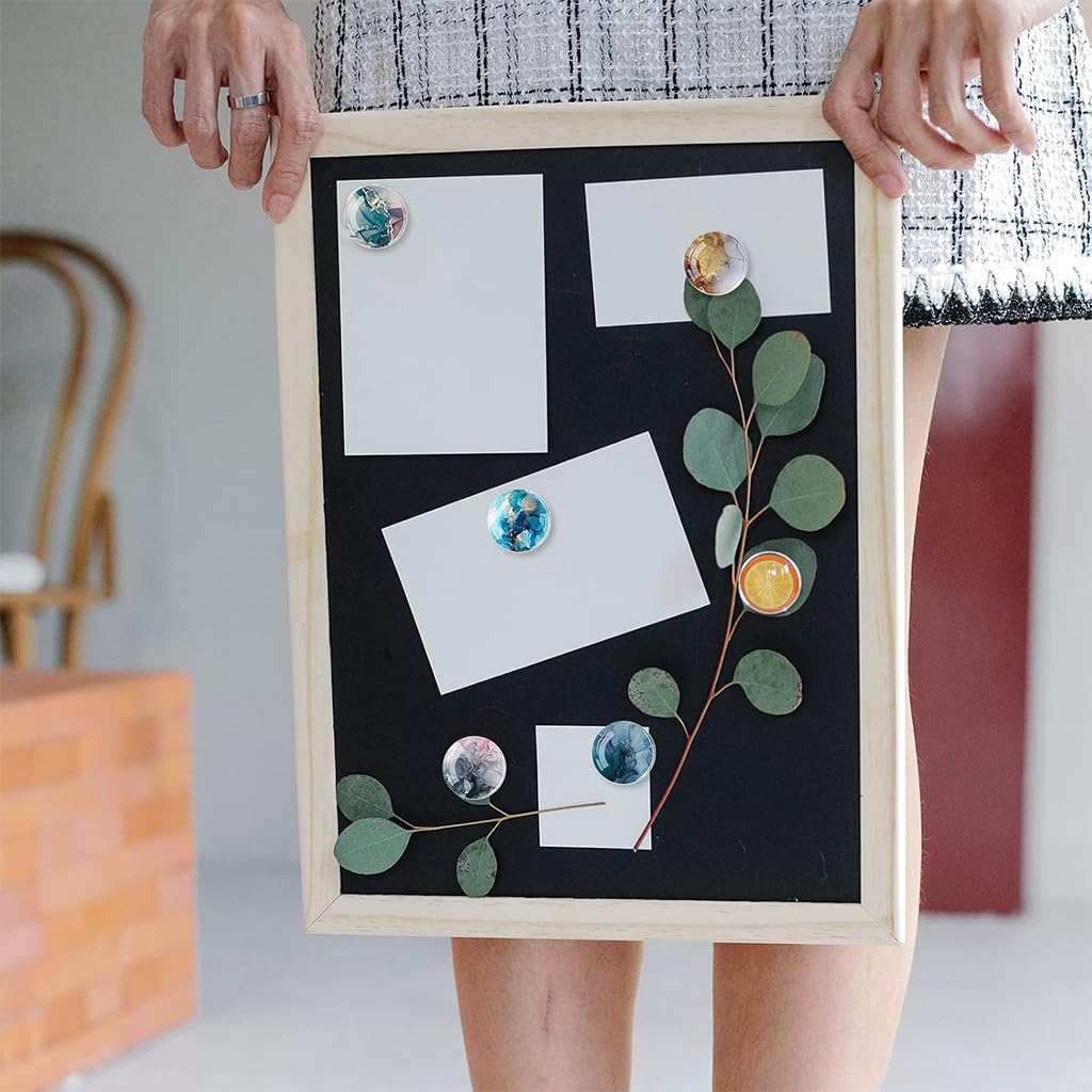 HASTHIP Fridge Magnets for Kitchen and Office with Strong Magnetic Hold | Set of 12 Round Glass Marble Designs