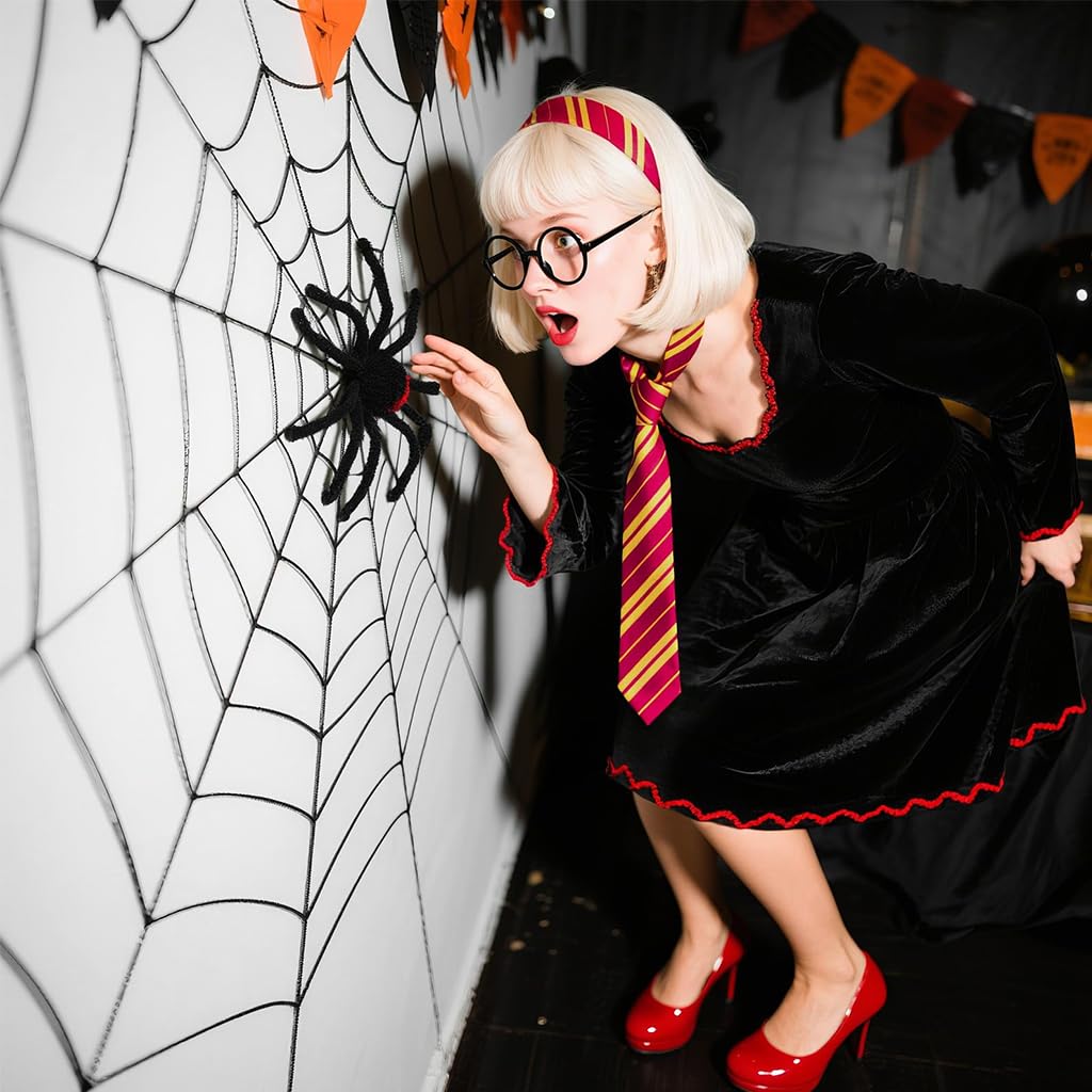 PATPAT Wizard Cosplay Costume for Halloween with 3Pcs Necktie Glasses and Headband Set