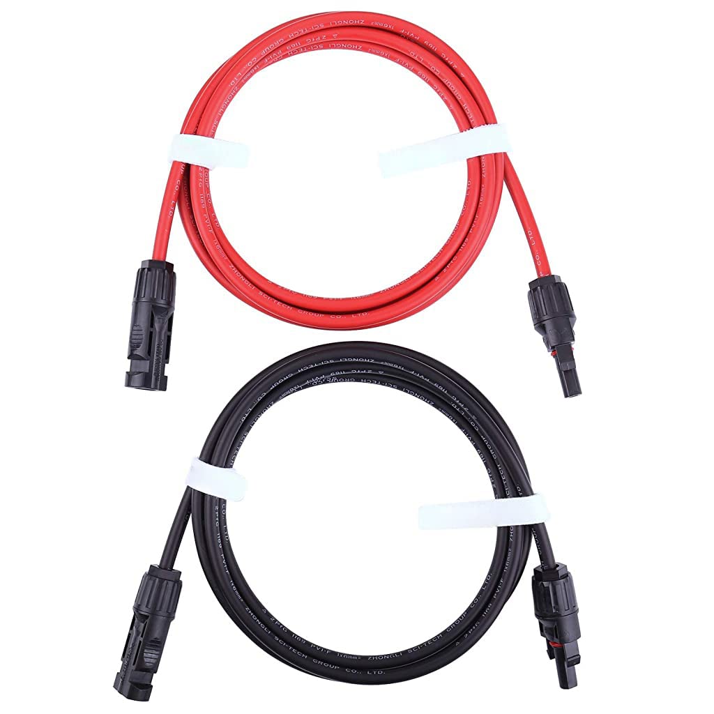 ELEPHANTBOAT Solar Extension Cable for Panels with IP67 Connectors 3ft 10AWG 30A | Oxygen Free Copper Wire