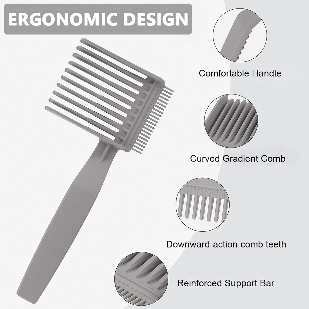 Venzina® Barber Comb Fade Combs Professional Hair Cutting Comb Heat Resistant Haircut Styling Tool With Dual Teeth, for Precision Cuts & Styling, Home or Salon Use - Grey