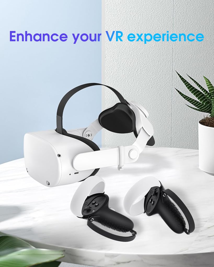 ZORBES Controller Grips Cover for Oculus Quest 2 with Non Slip Texture Silicone & Adjustable Strap | Protective VR Accessory