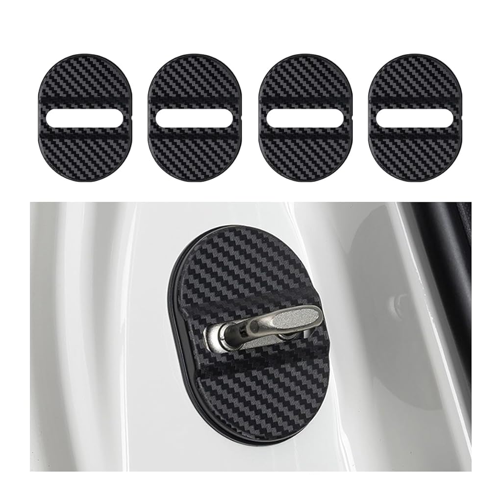 STHIRA® 4Pcs Door Catch Covers Car Strike Plate Covers Self-adhesive Sporty Fashion Car Strike Plate Protectors Decorative Covers Car Interior Decors Car Accessories Universal Fit for Van, SUV