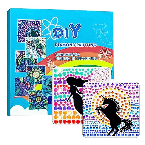 HASTHIP® 2Pcs Big Gem Diamond Painting Kits, Mermaid & Unicorn Color Diamond Painting Set Gift Set, Window Art Great DIY Craft Kit Activities, Arts and Crafts for Kids 6-12 Years Old (6inch X 6inch)