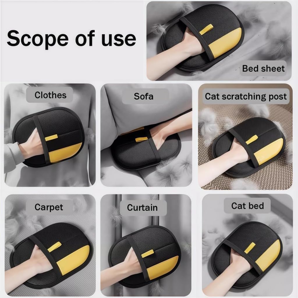 Qpets Pet Hair Removal Glove for Easy Grooming featuring Anti-Static Palm and Ventilated Mesh Fabric