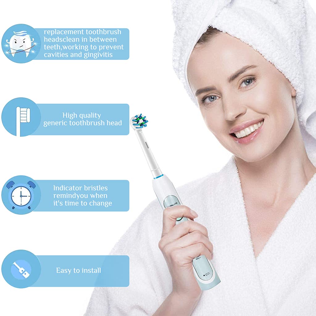 MAYCREATE Replacement Brush Heads for Oral B Braun | Pack of 8 with Cross Action Nylon Bristles