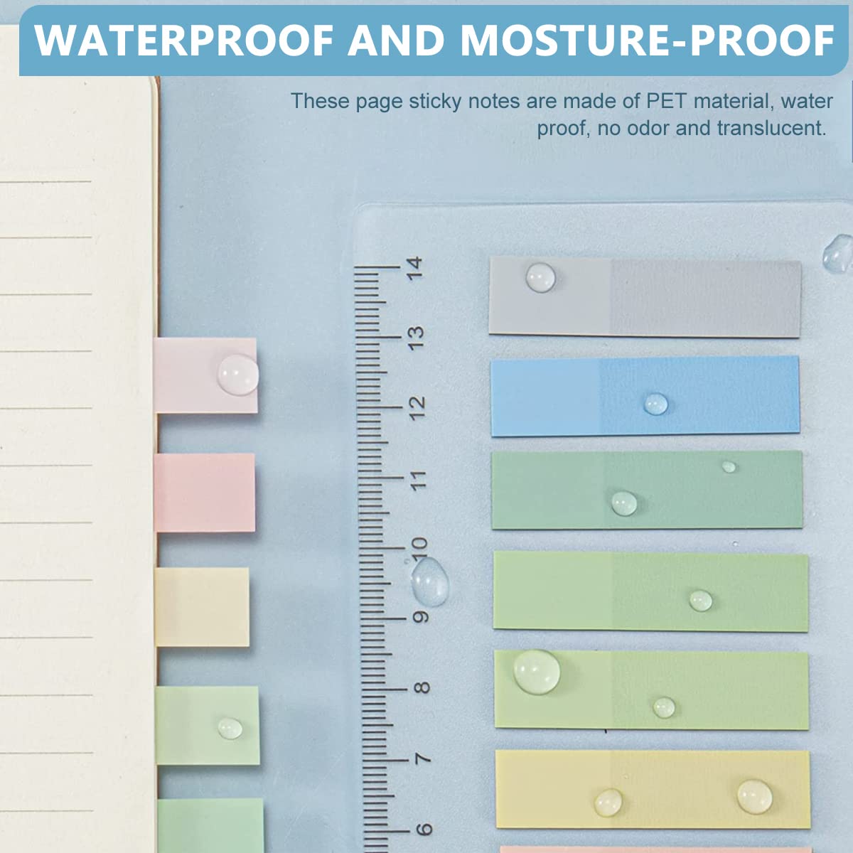 HASTHIP Sticky Tabs for Notebook and Books featuring Ruler Design 600 pcs PET Material | Writable Index Flags