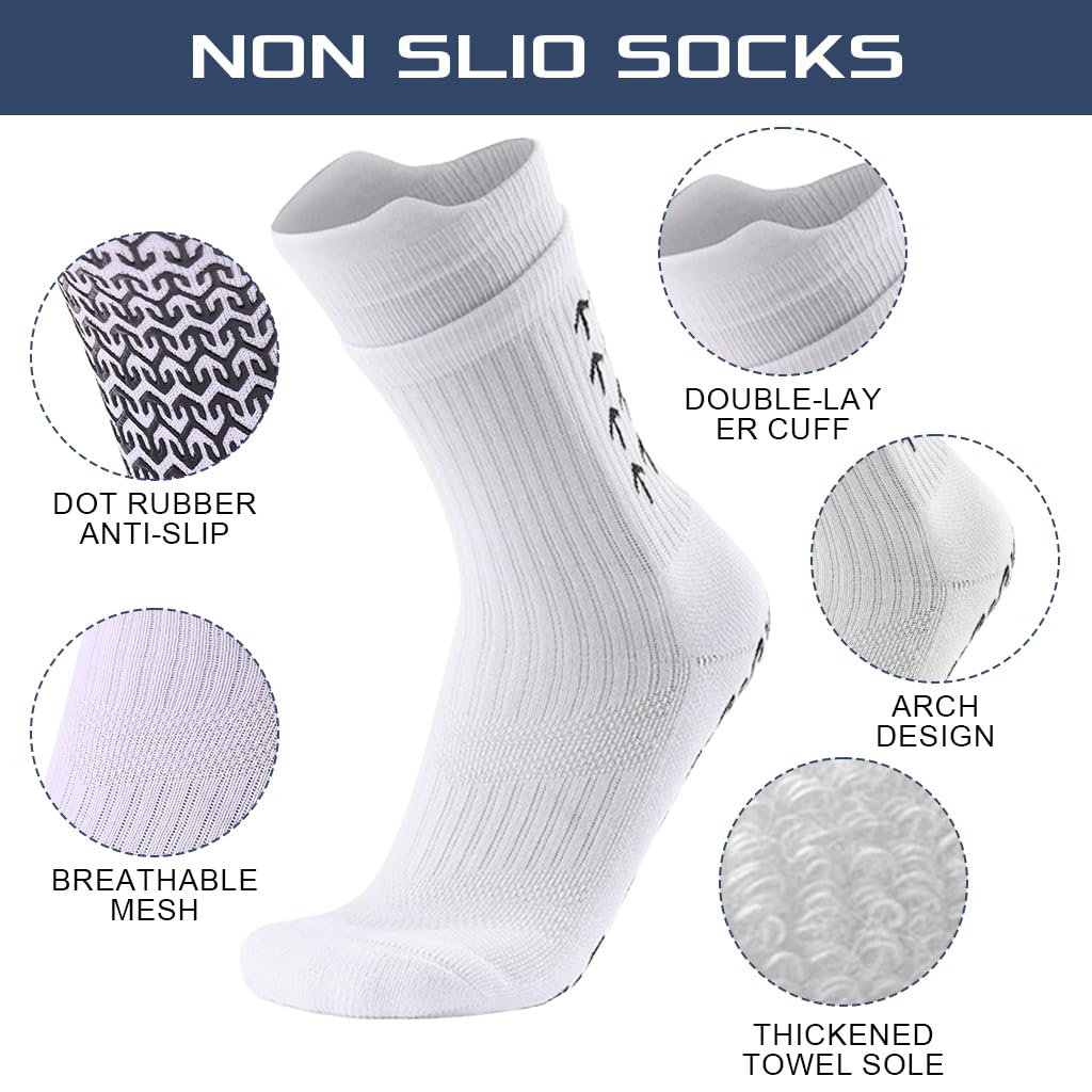 PROBEROS Football Socks for Soccer and Running with Rubber Anti Slip Grip | Breathable Compression Fit