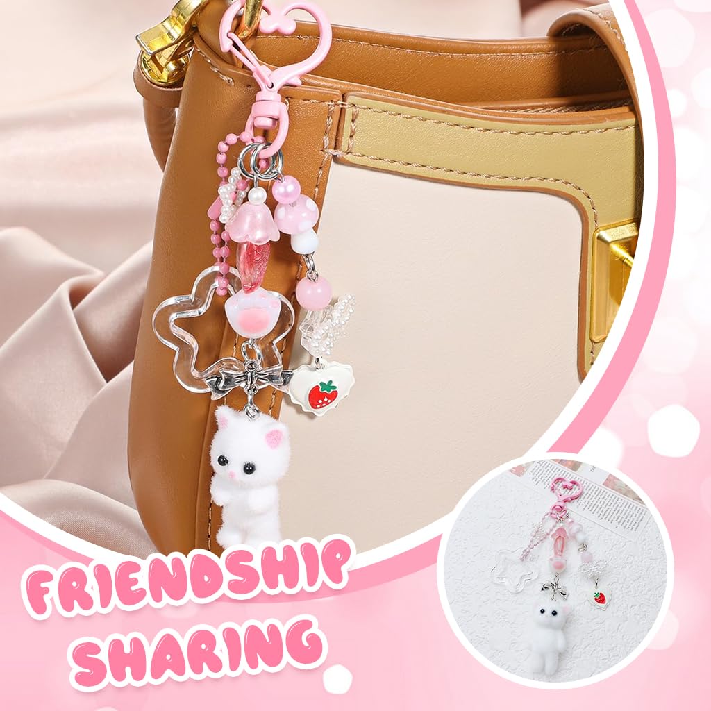 PATPAT Kawaii Kitten Bag Charm for Handbags with Heart-Shape Clasp and Star Pendant Gift for Girls