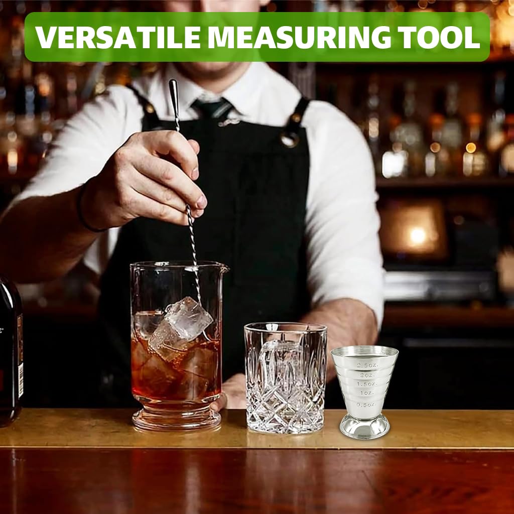 Supvox Stainless Steel Liquor Measuring Cup for Bar and Kitchen Use featuring Etched Scales 75ml | Stable Base for Precise Pouring