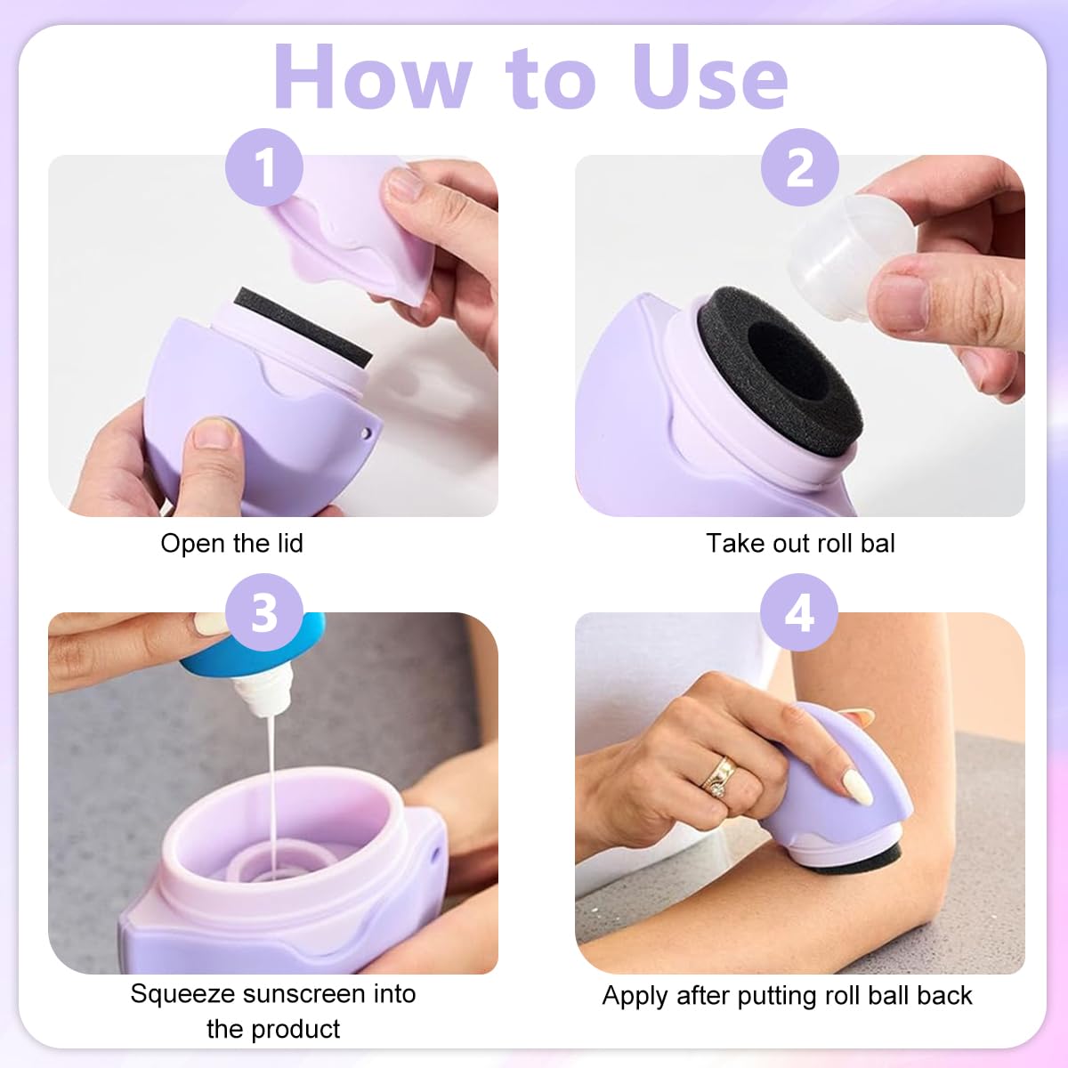 MAYCREATE Sunscreen Applicator for Beach and Travel with Roller Design and Silicone Housing | Lid and Lanyard