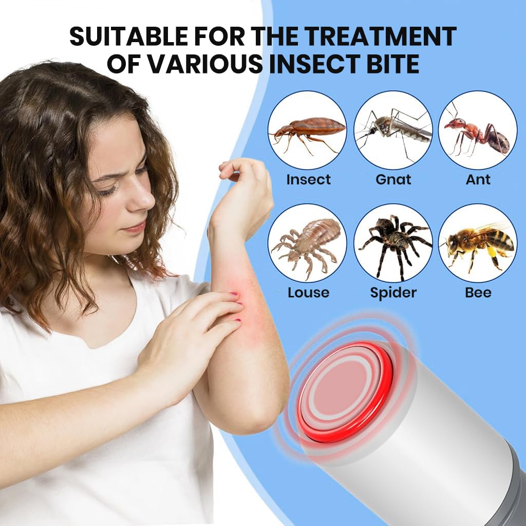 OFIFO Portable Mosquito Bite Itch Relief Device for Travel with Heat Therapy & Type C Rechargeable | IPX5 Waterproof Bug Bite Soother
