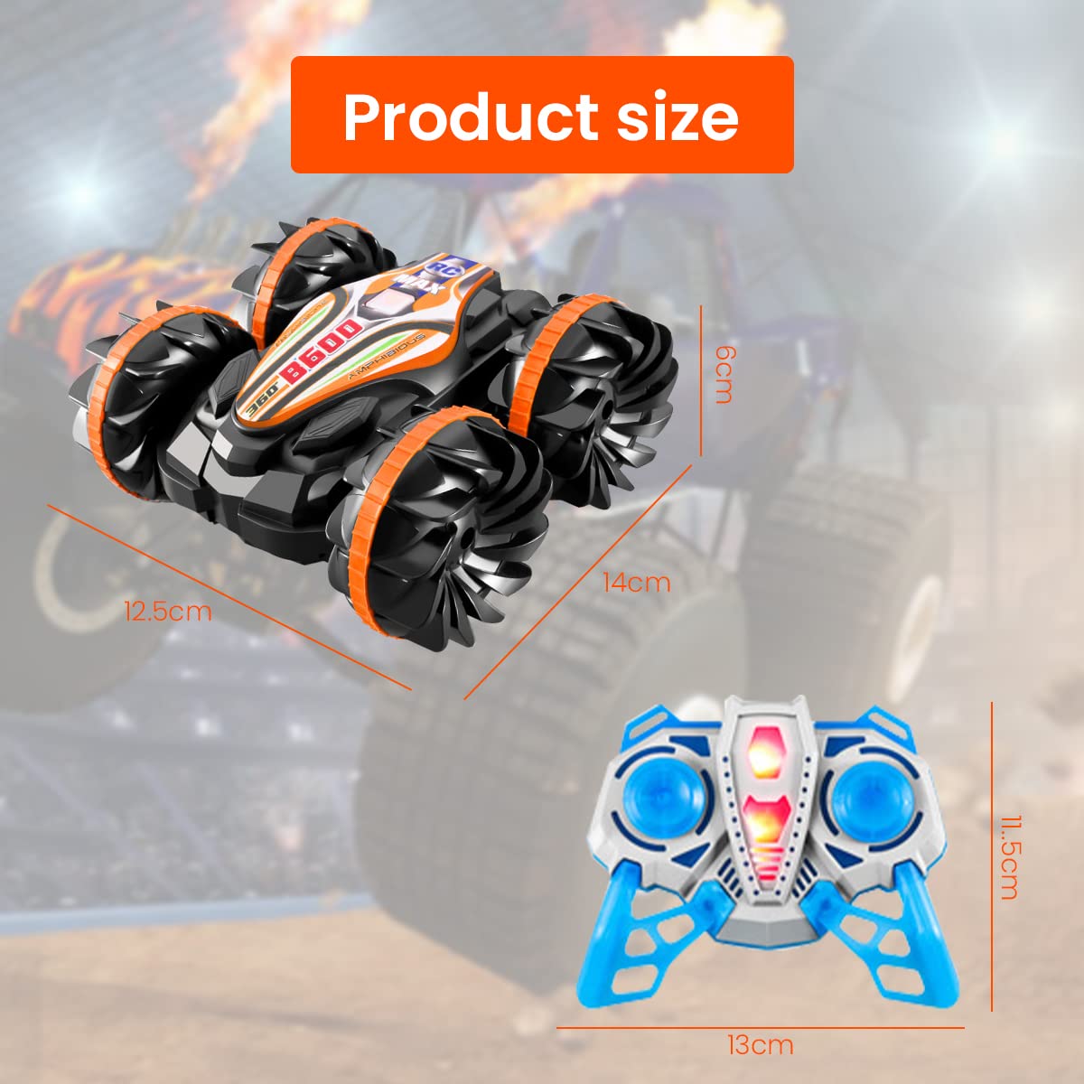 PATPAT Remote Control Car for Kids featuring 360° Rotatable 4x4 Design and Waterproof Stunt Action | 2.4GHz Rechargeable Racing Toy