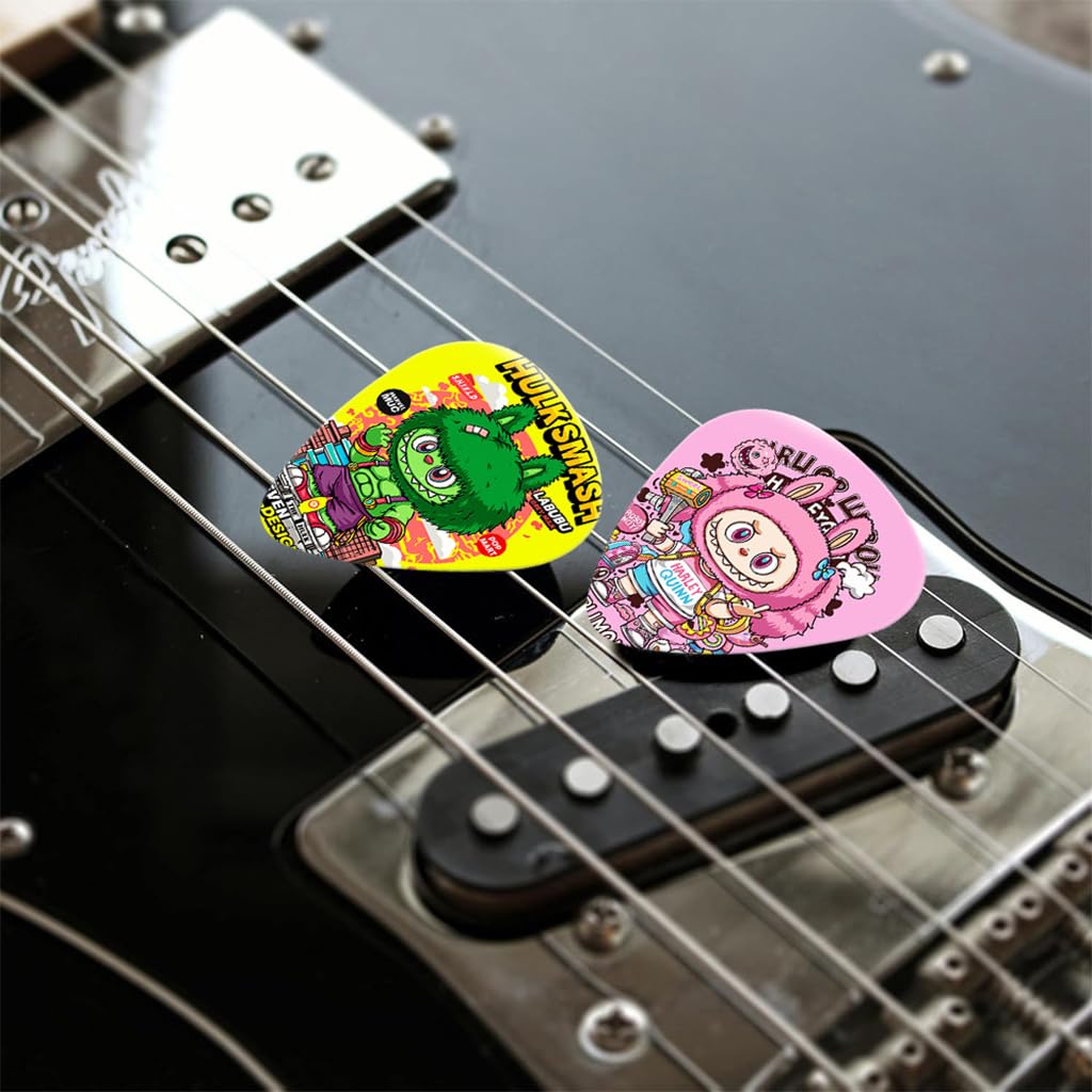FANCYKU Electric Guitar Picks 12 pcs 1.0 mm featuring Cartoon Comic Design and ABS Material