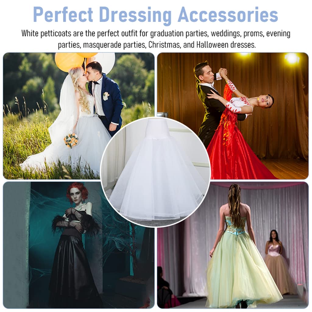 Zibuyu Petticoat for Wedding and Evening Dresses featuring Double Layers Tulle 90 cm Length | White A-Line Underskirt for Women