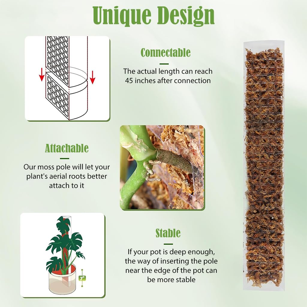 HASTHIP Plastic Moss Pole for Monstera and Pothos Climbing 23.62 in | Hollow Upright Design