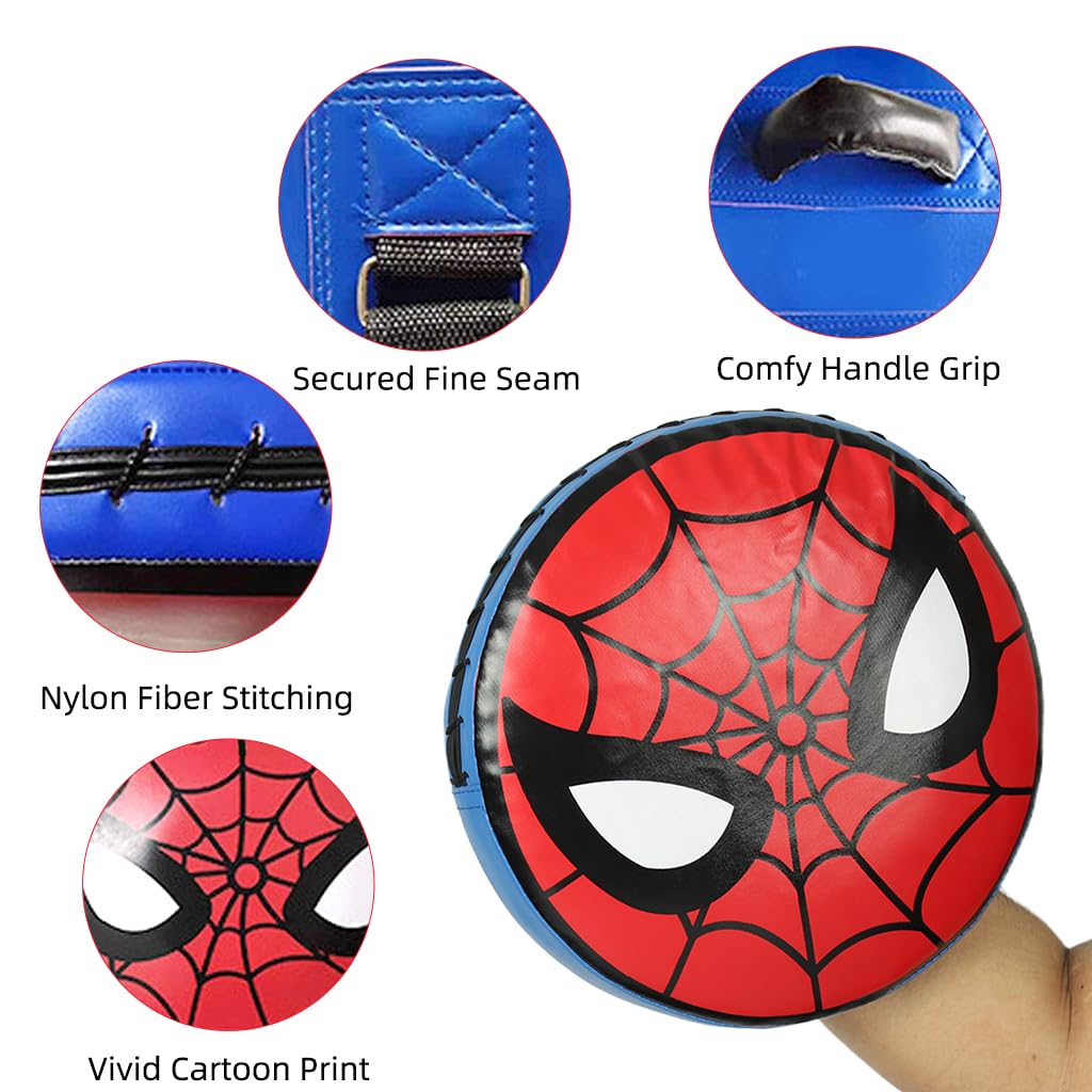 Proberos Kicking Pad for Martial Arts Training with Dual Hand Straps and PU Surface | 11.58 in Round Pad for Kids and Teens