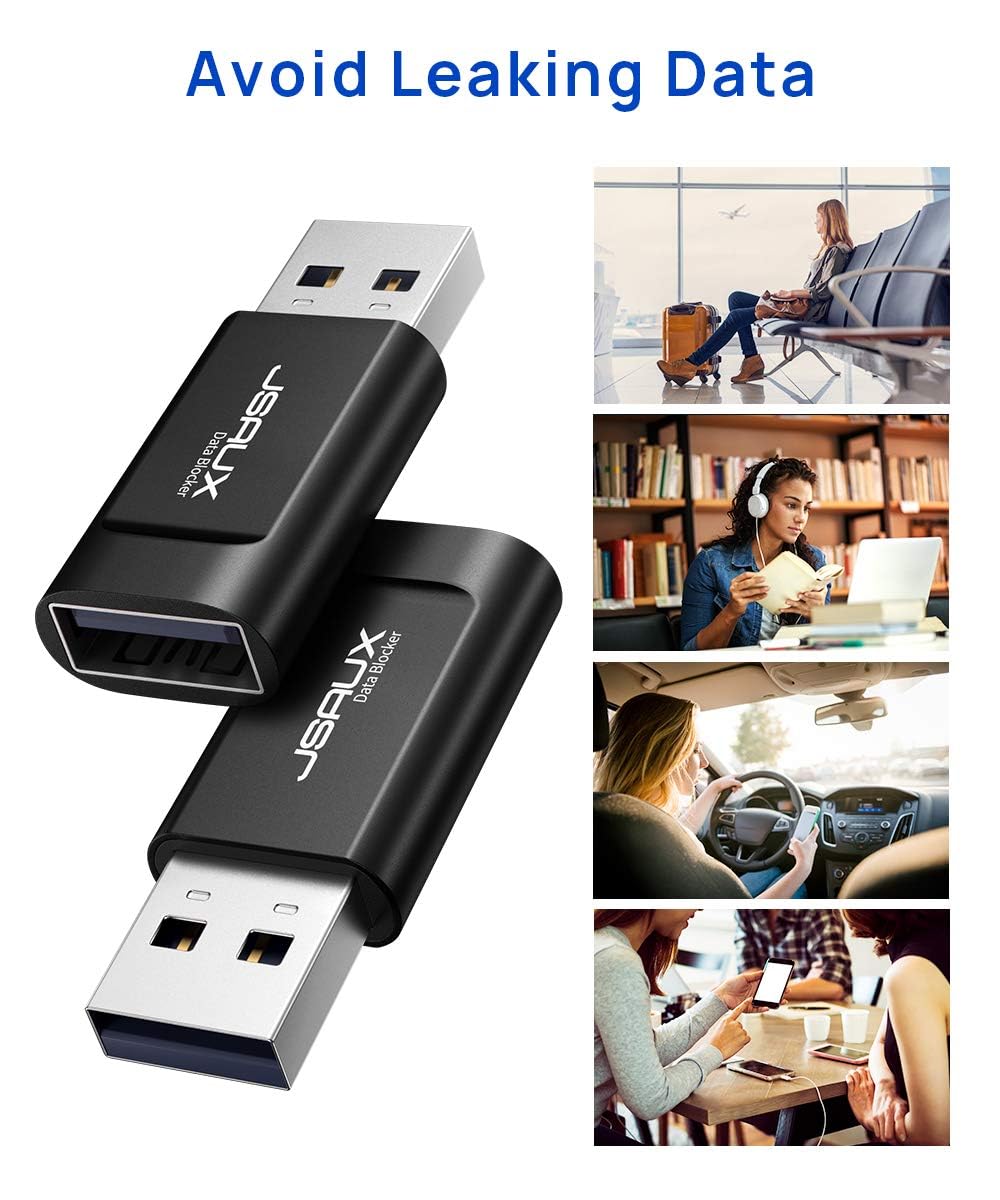 JSAUX® Usb Data Blocker, (4-Pack) Usb-A Defender Only For Quick Charge, Protect Against Juice Jacking, Refuse Hacking Provide Safe Charging- Black, Tablets, Black