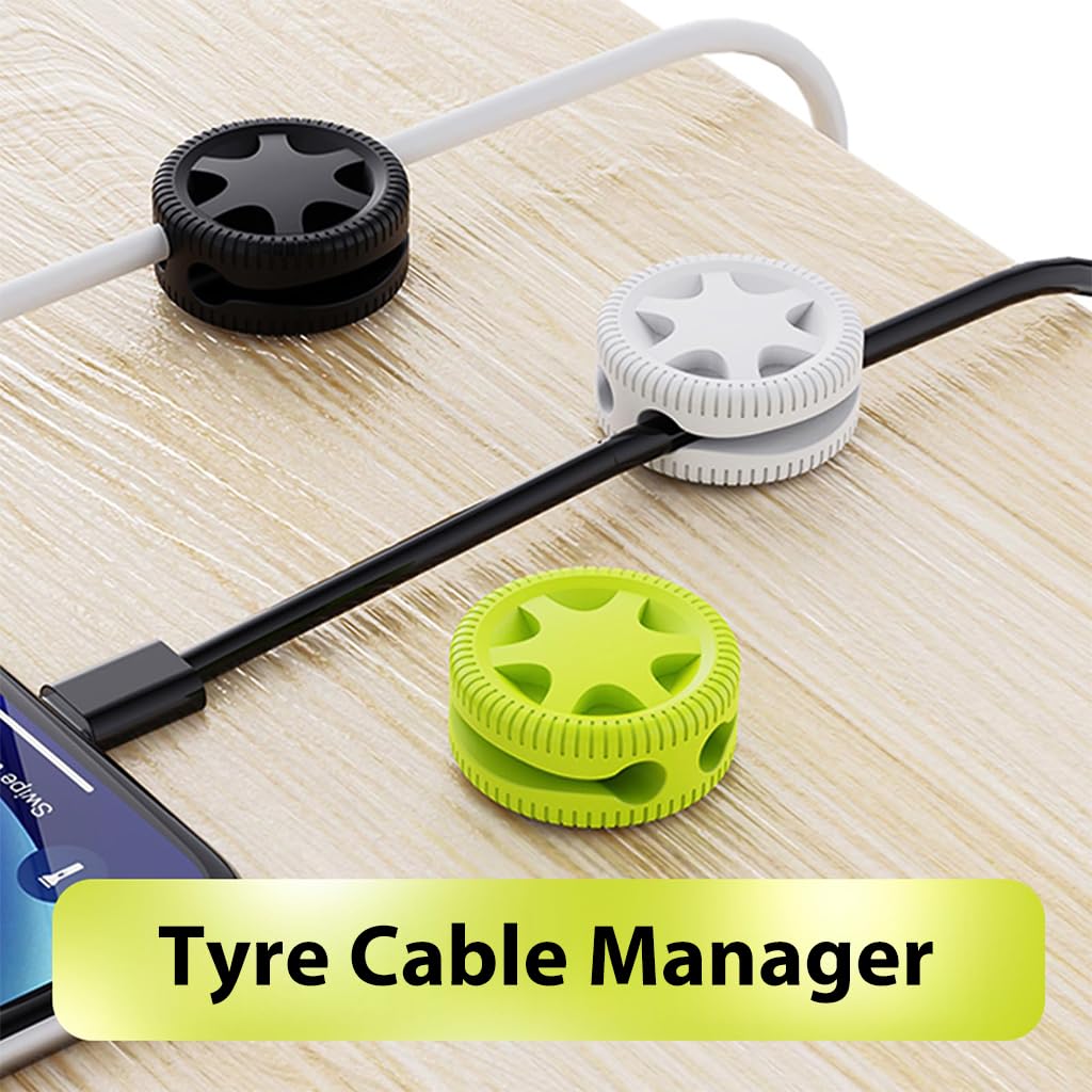 Serplex Cable Organizer for Desk and Home with Dual Slot Design and Silicone Build | 6 Pcs