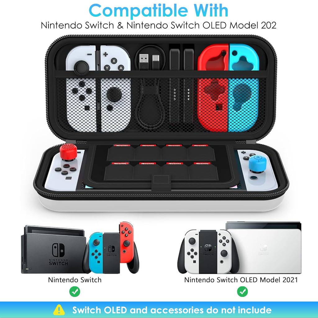 ZORBES Carrying Case for Switch and Switch OLED with 8 Game Slots and Full Open Zipper | EVA Anti Scratch Portable Storage Bag